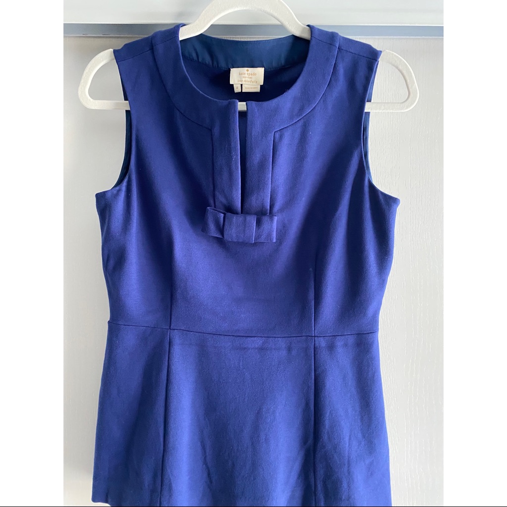 Kate Spade Navy Blue Sleeveless “Luma” Peplum Top
